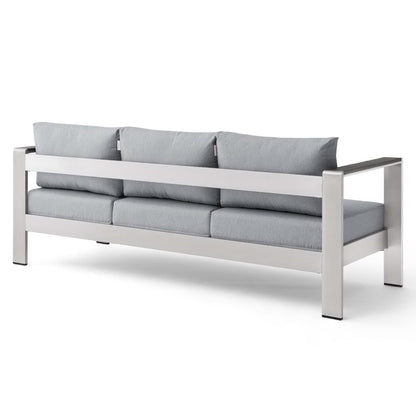 Modway Outlet Shore Outdoor Patio Aluminum Sofa by Modway  Outdoor Furniture Furniture Silver Gray - EEI-3917-SLV-GRY