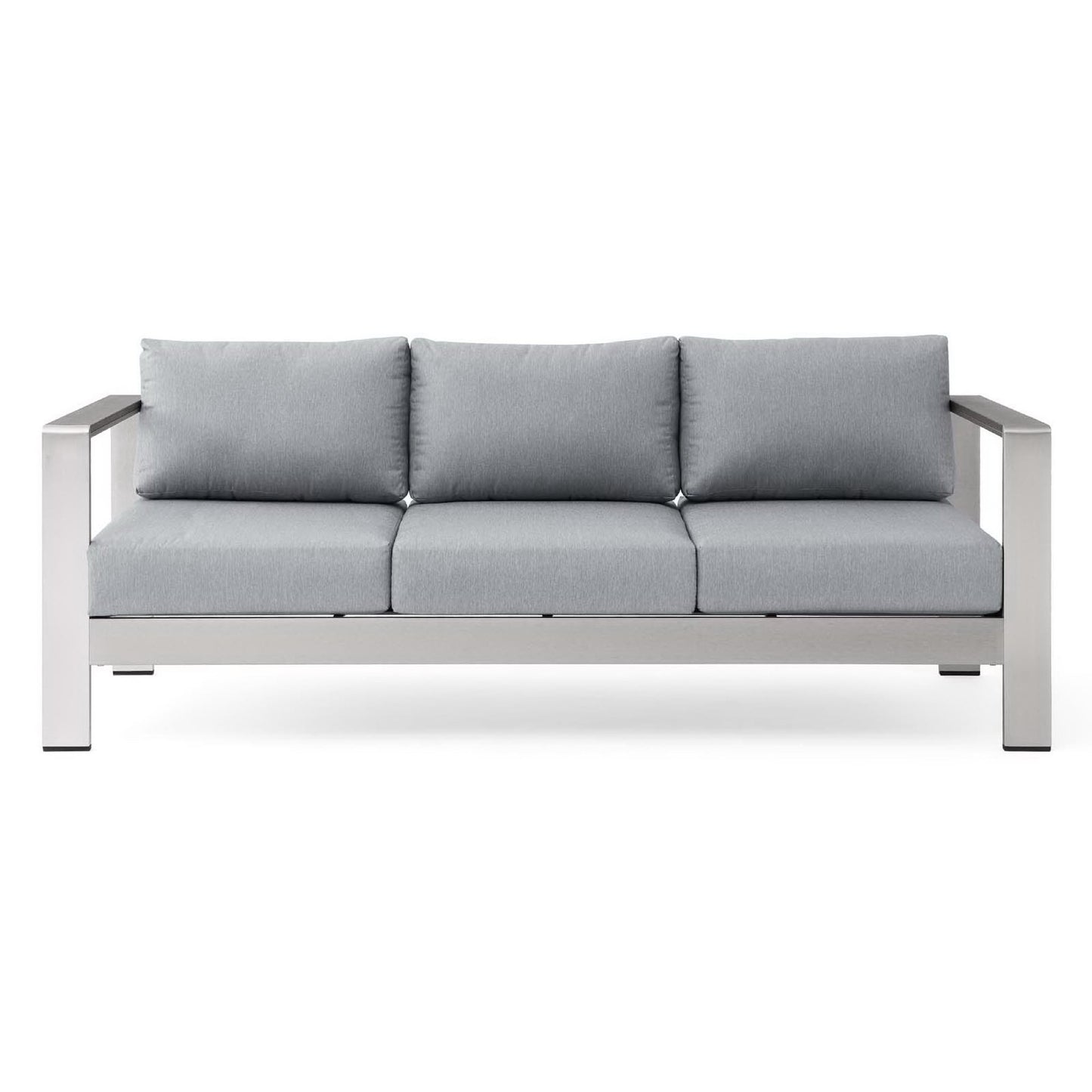 Modway Outlet Shore Outdoor Patio Aluminum Sofa by Modway  Outdoor Furniture Furniture Silver Gray - EEI-3917-SLV-GRY