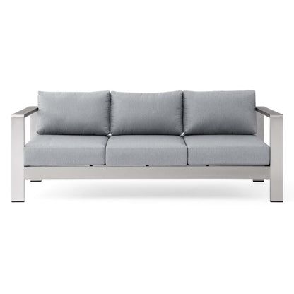 Modway Outlet Shore Outdoor Patio Aluminum Sofa by Modway  Outdoor Furniture Furniture Silver Gray - EEI-3917-SLV-GRY