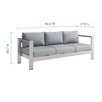 Modway Outlet Shore Outdoor Patio Aluminum Sofa by Modway  Outdoor Furniture Furniture Silver Gray - EEI-3917-SLV-GRY