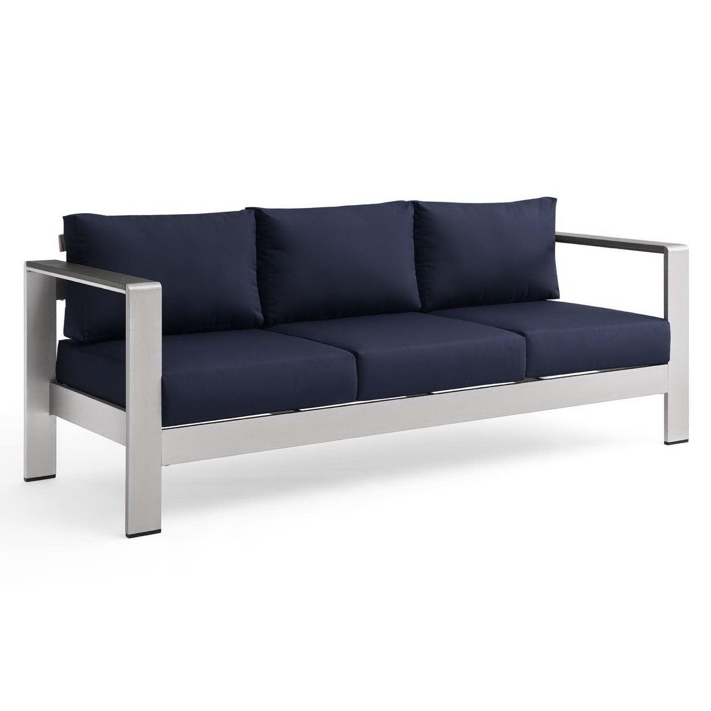 Modway Outlet Shore Outdoor Patio Aluminum Sofa by Modway  Outdoor Furniture Furniture Silver Navy - EEI-3917-SLV-NAV