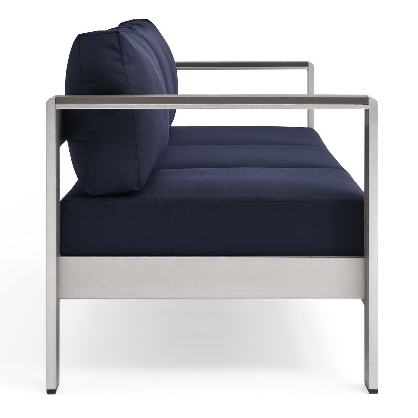 Modway Outlet Shore Outdoor Patio Aluminum Sofa by Modway  Outdoor Furniture Furniture Silver Navy - EEI-3917-SLV-NAV