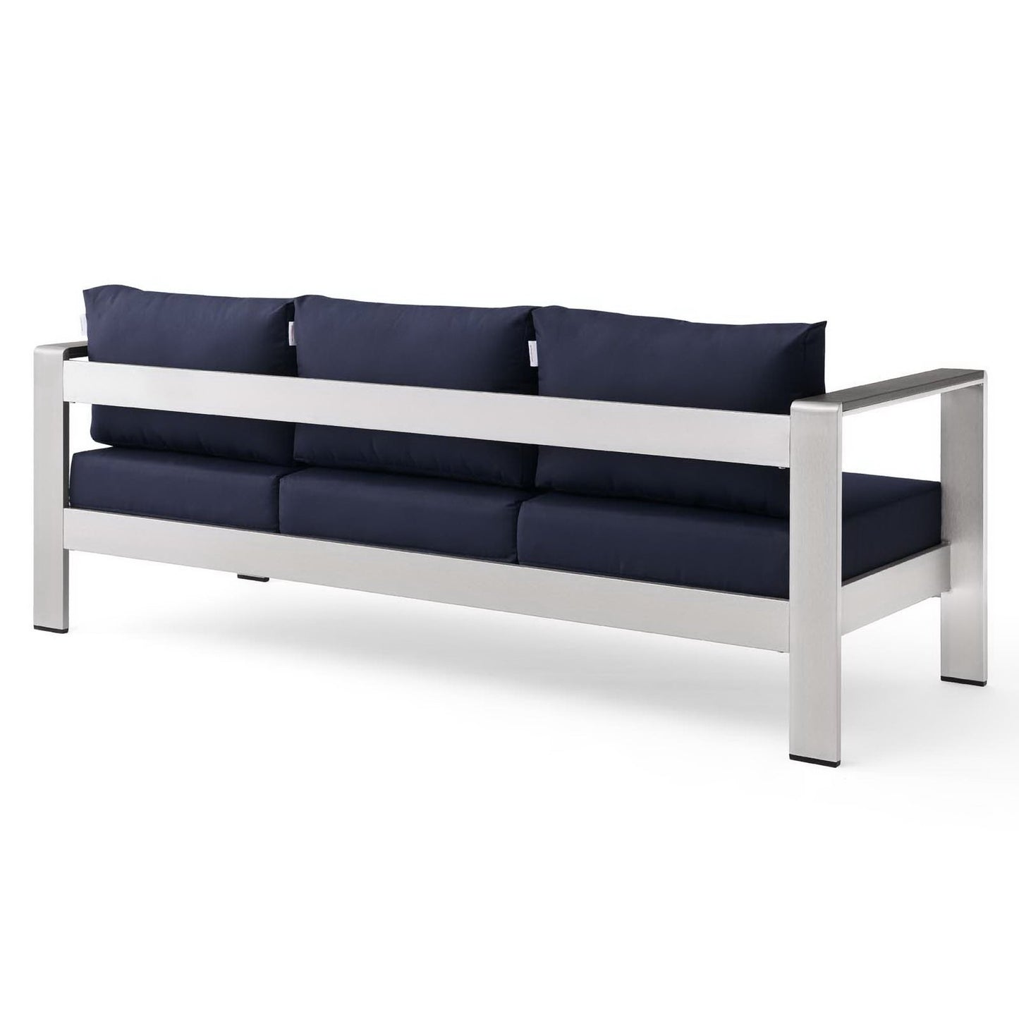 Modway Outlet Shore Outdoor Patio Aluminum Sofa by Modway  Outdoor Furniture Furniture Silver Navy - EEI-3917-SLV-NAV