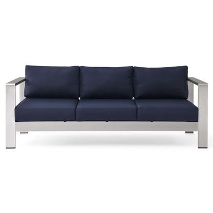 Modway Outlet Shore Outdoor Patio Aluminum Sofa by Modway  Outdoor Furniture Furniture Silver Navy - EEI-3917-SLV-NAV