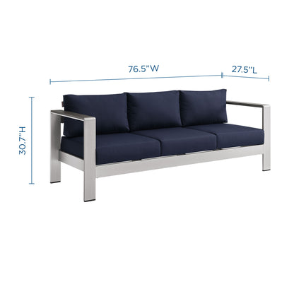 Modway Outlet Shore Outdoor Patio Aluminum Sofa by Modway  Outdoor Furniture Furniture Silver Navy - EEI-3917-SLV-NAV