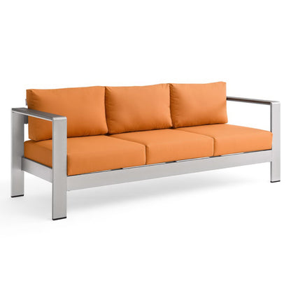 Modway Outlet Shore Outdoor Patio Aluminum Sofa by Modway  Outdoor Furniture Furniture Silver Orange - EEI-3917-SLV-ORA