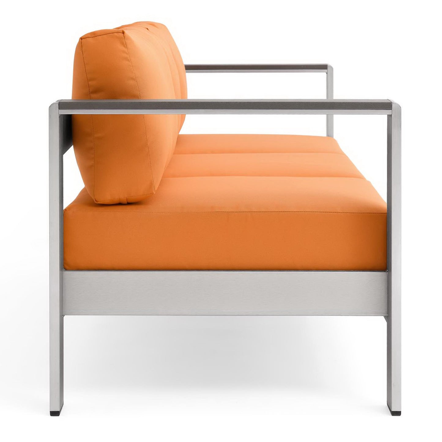 Modway Outlet Shore Outdoor Patio Aluminum Sofa by Modway  Outdoor Furniture Furniture Silver Orange - EEI-3917-SLV-ORA
