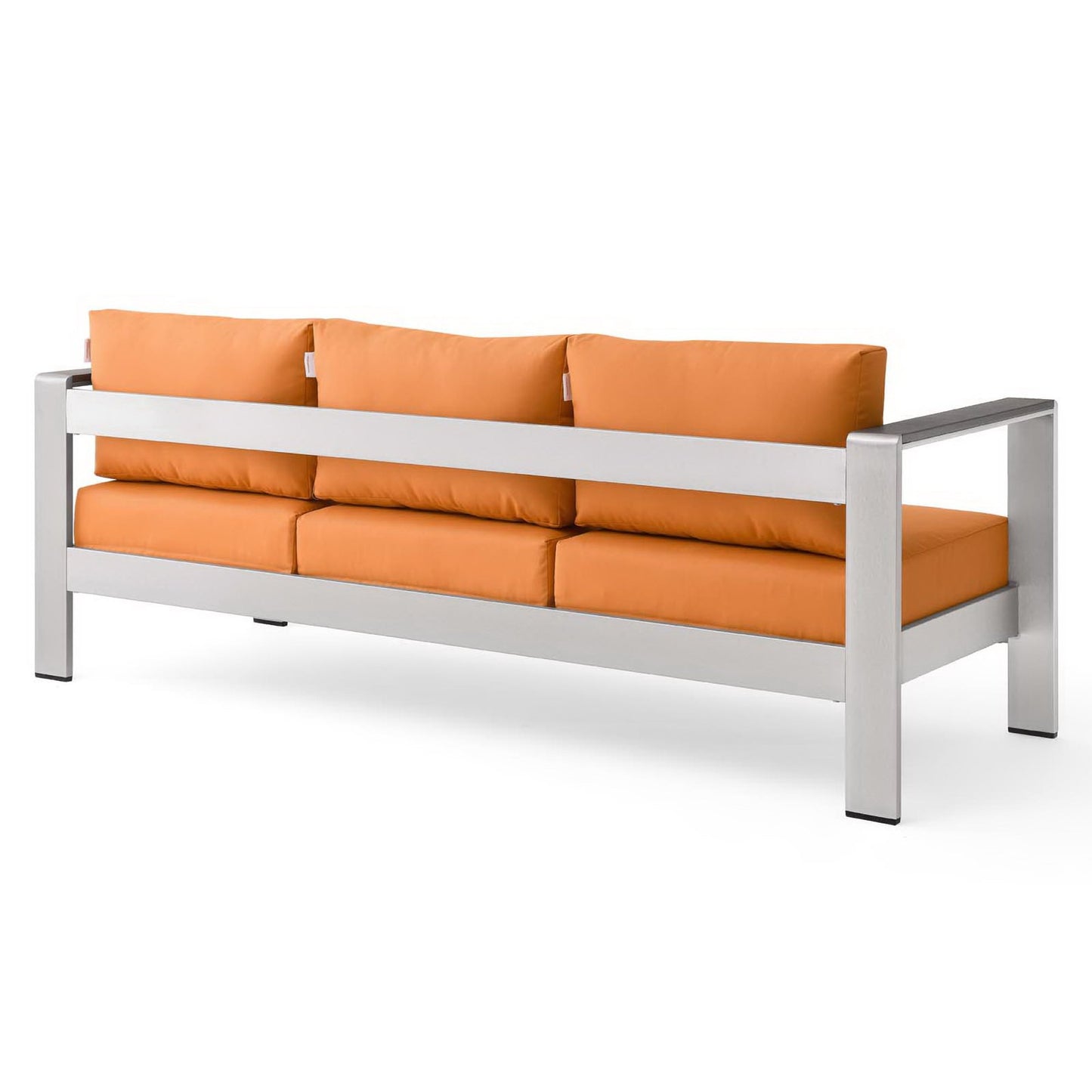 Modway Outlet Shore Outdoor Patio Aluminum Sofa by Modway  Outdoor Furniture Furniture Silver Orange - EEI-3917-SLV-ORA
