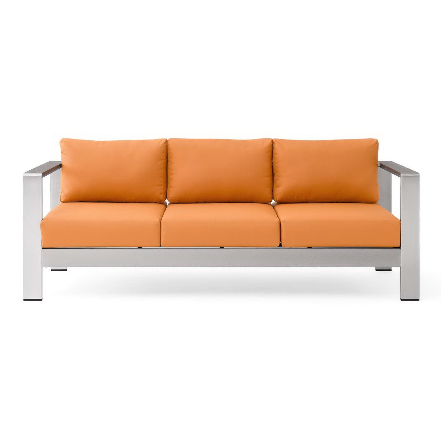 Modway Outlet Shore Outdoor Patio Aluminum Sofa by Modway  Outdoor Furniture Furniture Silver Orange - EEI-3917-SLV-ORA