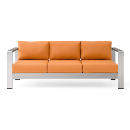 Modway Outlet Shore Outdoor Patio Aluminum Sofa by Modway  Outdoor Furniture Furniture Silver Orange - EEI-3917-SLV-ORA