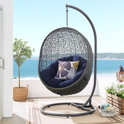 Modway - Hide Outdoor Patio Sunbrella? Swing Chair With Stand by Modway  Outdoor Furniture Daybeds and Lounges Blue - EEI-3929-GRY-NAV