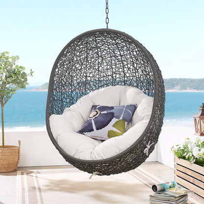 Modway - Hide Outdoor Patio Sunbrella? Swing Chair With Stand by Modway  Outdoor Furniture Daybeds and Lounges White - EEI-3929-GRY-WHI