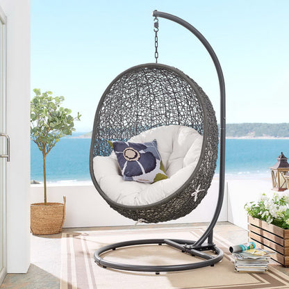 Modway - Hide Outdoor Patio Sunbrella? Swing Chair With Stand by Modway  Outdoor Furniture Daybeds and Lounges White - EEI-3929-GRY-WHI