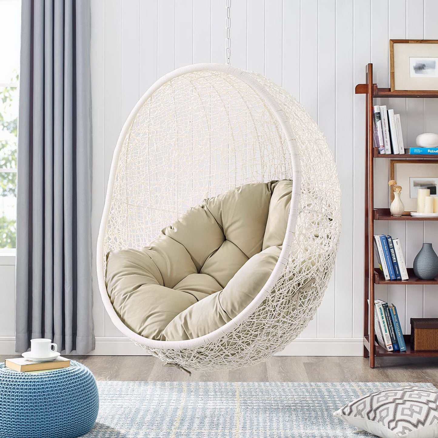 Modway - Hide Outdoor Patio Sunbrella? Swing Chair With Stand by Modway  Outdoor Furniture Daybeds and Lounges Brown - EEI-3929-WHI-BEI