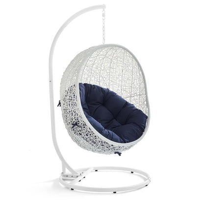 Modway - Hide Outdoor Patio Sunbrella? Swing Chair With Stand by Modway  Outdoor Furniture Daybeds and Lounges Blue - EEI-3929-WHI-NAV