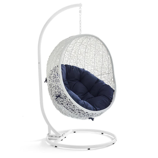 Modway - Hide Outdoor Patio Sunbrella? Swing Chair With Stand by Modway  Outdoor Furniture Daybeds and Lounges Blue - EEI-3929-WHI-NAV