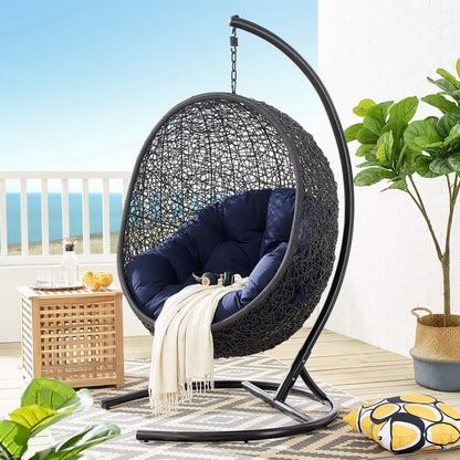 Modway - Encase Sunbrella? Swing Outdoor Patio Lounge Chair by Modway  Outdoor Furniture Daybeds and Lounges Blue - EEI-3943-BLK-NAV