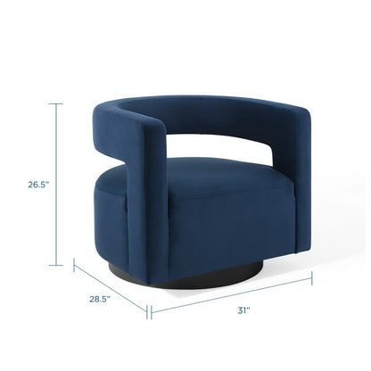 Modway Outlet Spin Cutaway Performance Velvet Swivel Armchair by Modway  Living Room Furniture Midnight Blue - EEI-3947-MID