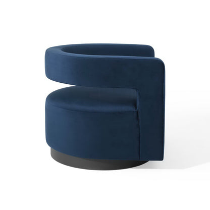 Modway Outlet Spin Cutaway Performance Velvet Swivel Armchair by Modway  Living Room Furniture Midnight Blue - EEI-3947-MID