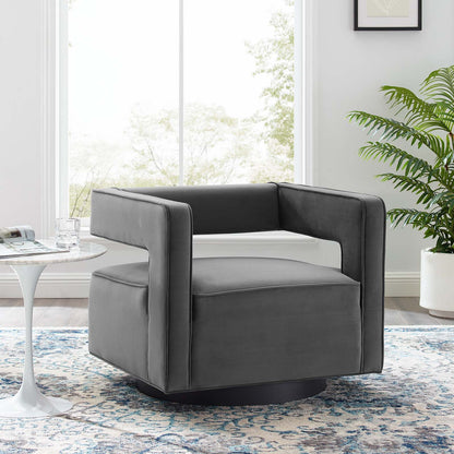 Modway Outlet Booth Performance Velvet Performance Velvet Swivel Armchair by Modway  Living Room Furniture Gray - EEI-3948-GRY