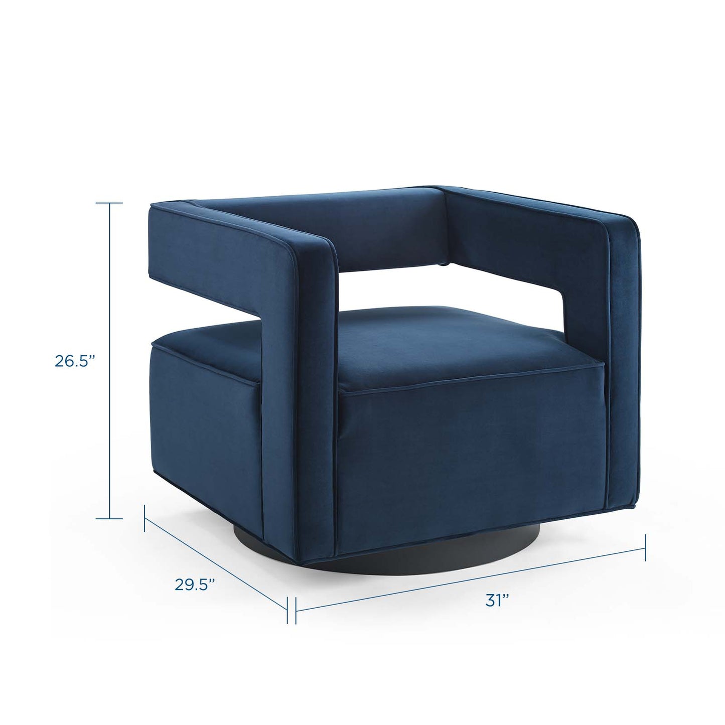 Modway Outlet Booth Performance Velvet Performance Velvet Swivel Armchair by Modway  Living Room Furniture Midnight Blue - EEI-3948-MID