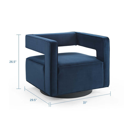 Modway Outlet Booth Performance Velvet Performance Velvet Swivel Armchair by Modway  Living Room Furniture Midnight Blue - EEI-3948-MID