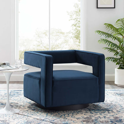 Modway Outlet Booth Performance Velvet Performance Velvet Swivel Armchair by Modway  Living Room Furniture Midnight Blue - EEI-3948-MID