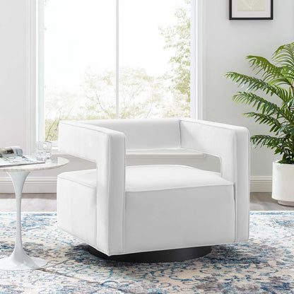 Modway Outlet Booth Performance Velvet Performance Velvet Swivel Armchair by Modway  Living Room Furniture White - EEI-3948-WHI