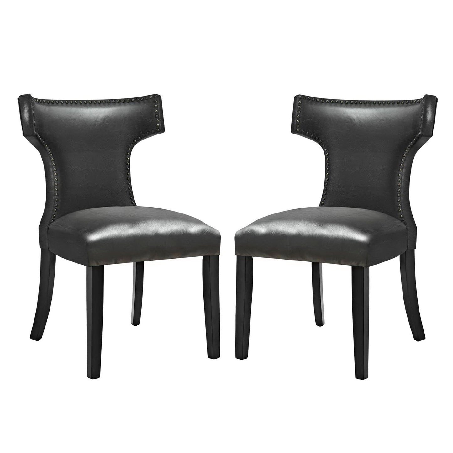 Modway Outlet Curve Vinyl Dining Chair Set of 2 by Modway  Bar and Dining Furniture Black - EEI-3949-BLK