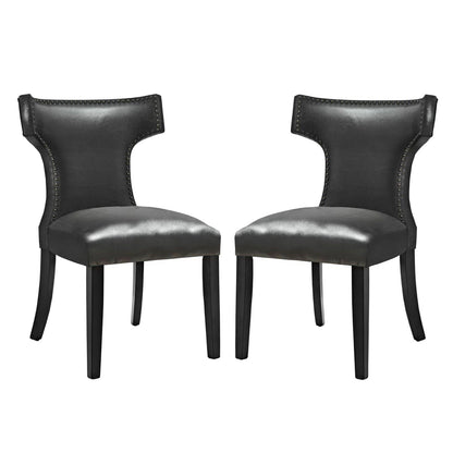 Modway Outlet Curve Vinyl Dining Chair Set of 2 by Modway  Bar and Dining Furniture Black - EEI-3949-BLK