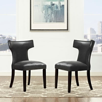 Modway Outlet Curve Vinyl Dining Chair Set of 2 by Modway  Bar and Dining Furniture Black - EEI-3949-BLK