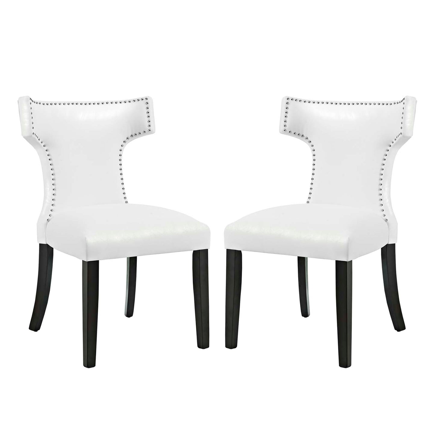 Modway Outlet Curve Vinyl Dining Chair Set of 2 by Modway  Bar and Dining Furniture White - EEI-3949-WHI