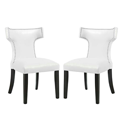 Modway Outlet Curve Vinyl Dining Chair Set of 2 by Modway  Bar and Dining Furniture White - EEI-3949-WHI
