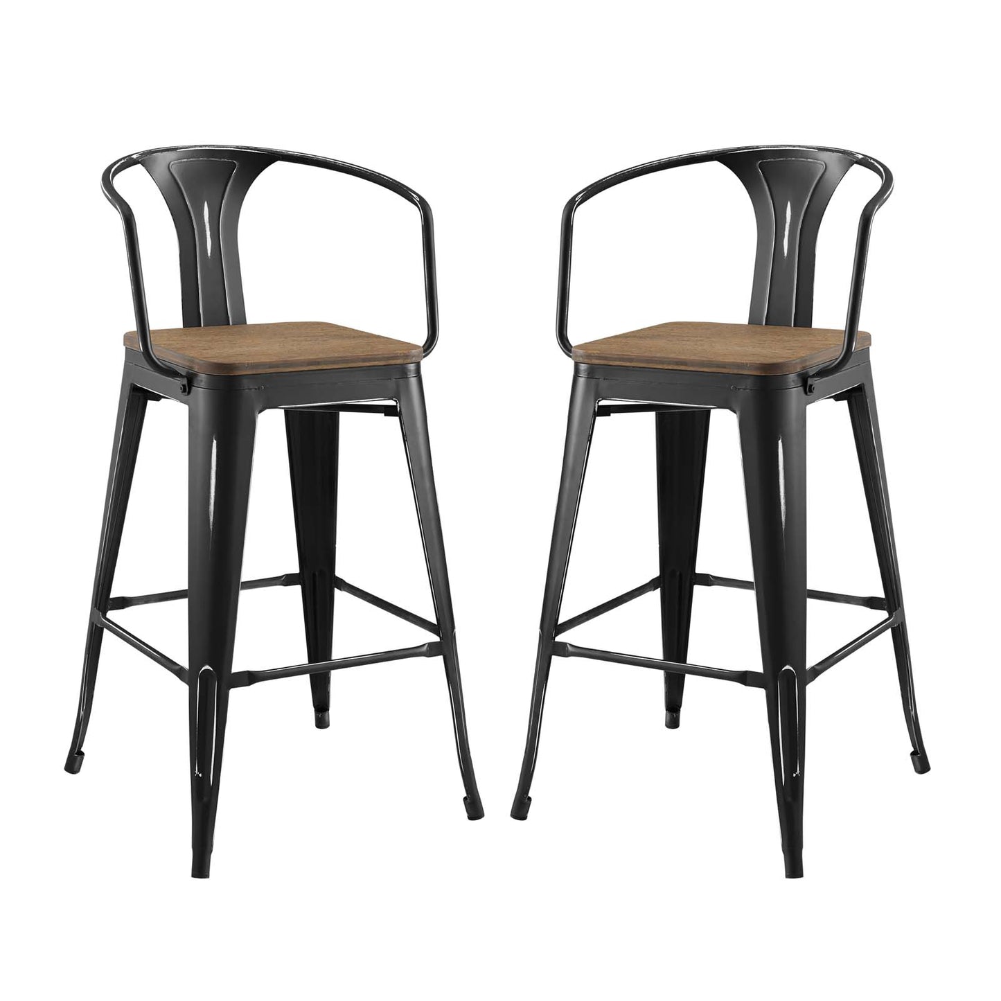Modway Outlet Promenade Bar Stool Set of 2 by Modway  Bar and Dining Furniture Black - EEI-3954-BLK