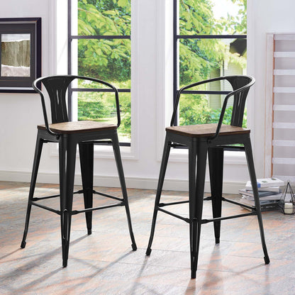 Modway Outlet Promenade Bar Stool Set of 2 by Modway  Bar and Dining Furniture Black - EEI-3954-BLK