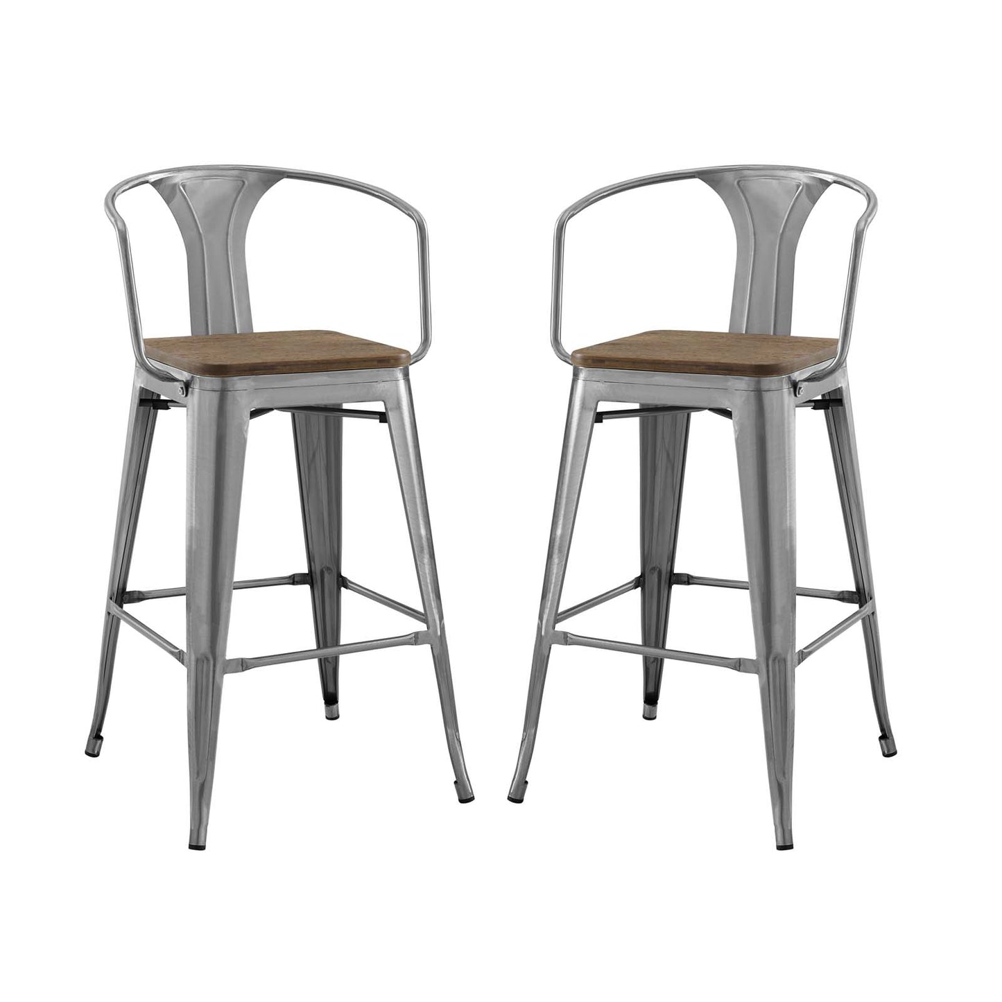 Modway Outlet Promenade Bar Stool Set of 2 by Modway  Bar and Dining Furniture Gunmetal - EEI-3954-GME