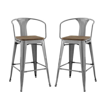 Modway Outlet Promenade Bar Stool Set of 2 by Modway  Bar and Dining Furniture Gunmetal - EEI-3954-GME
