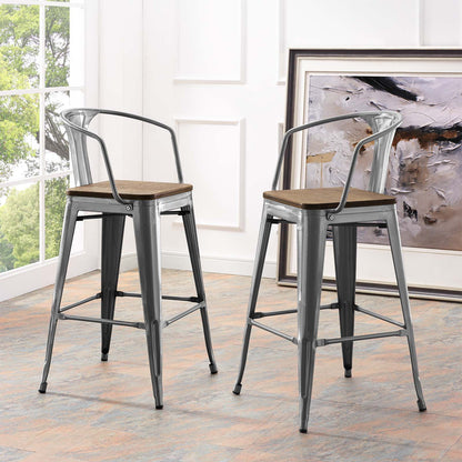Modway Outlet Promenade Bar Stool Set of 2 by Modway  Bar and Dining Furniture Gunmetal - EEI-3954-GME