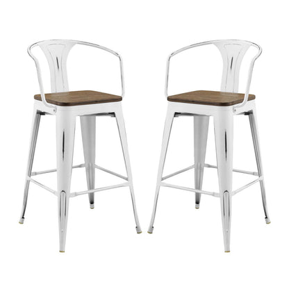 Modway Outlet Promenade Bar Stool Set of 2 by Modway  Bar and Dining Furniture White - EEI-3954-WHI