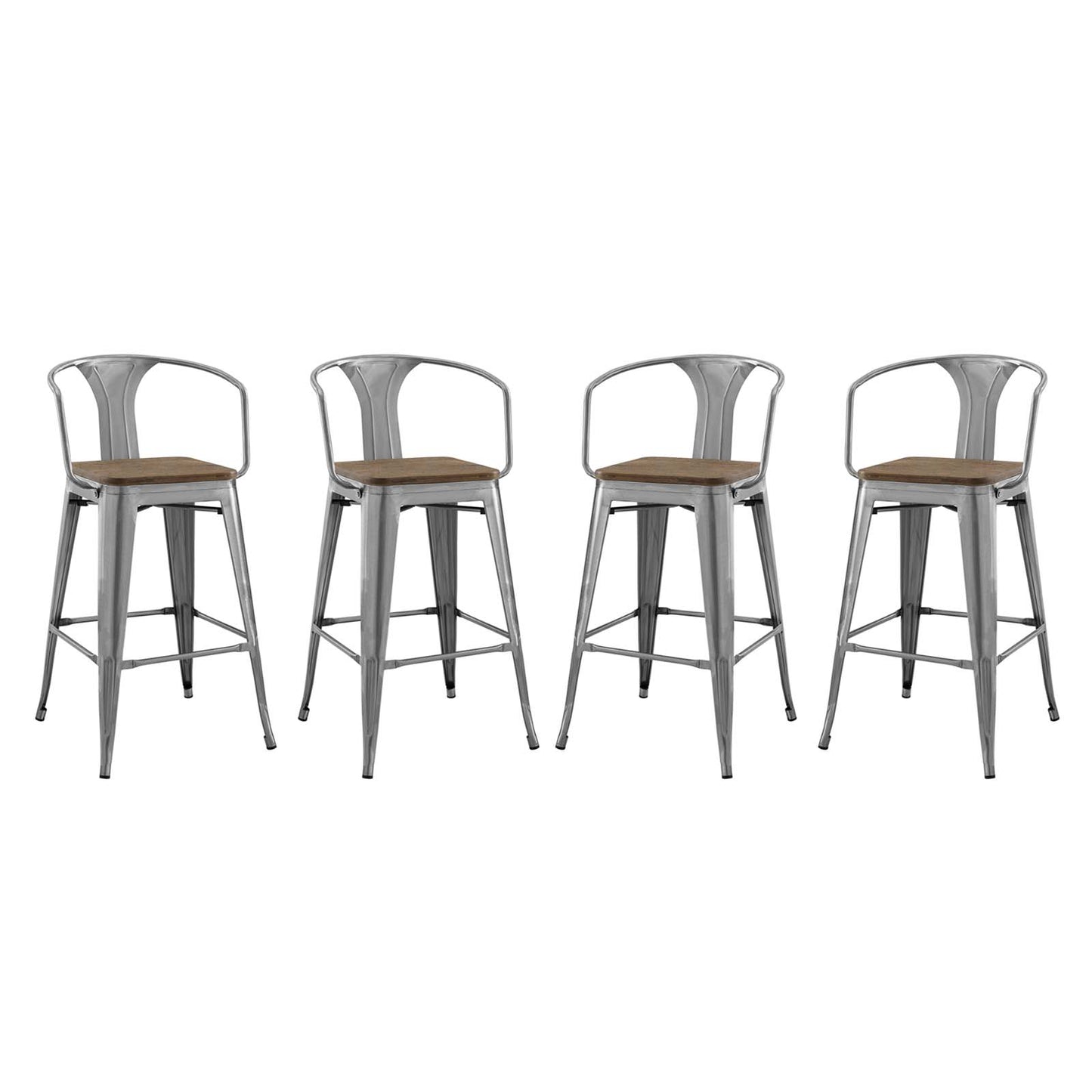 Modway Outlet Promenade Bar Stool Set of 4 by Modway  Bar and Dining Furniture Gunmetal - EEI-3955-GME