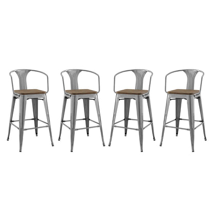 Modway Outlet Promenade Bar Stool Set of 4 by Modway  Bar and Dining Furniture Gunmetal - EEI-3955-GME