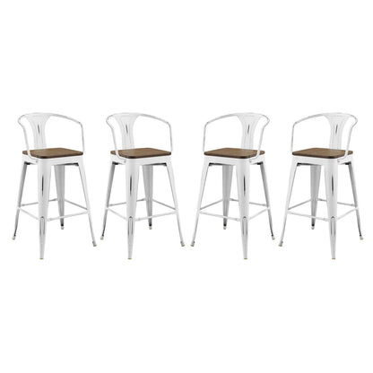 Modway Outlet Promenade Bar Stool Set of 4 by Modway  Bar and Dining Furniture White - EEI-3955-WHI