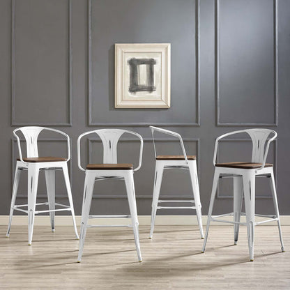 Modway Outlet Promenade Bar Stool Set of 4 by Modway  Bar and Dining Furniture White - EEI-3955-WHI