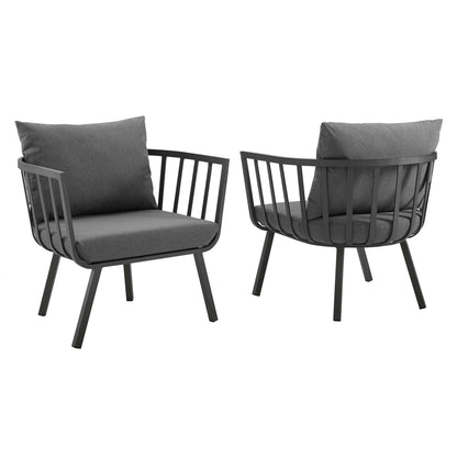 Modway - Riverside Outdoor Patio Aluminum Armchair Set of 2 by Modway  Outdoor Furniture Sofa Sectionals Gray - EEI-3960-SLA-CHA