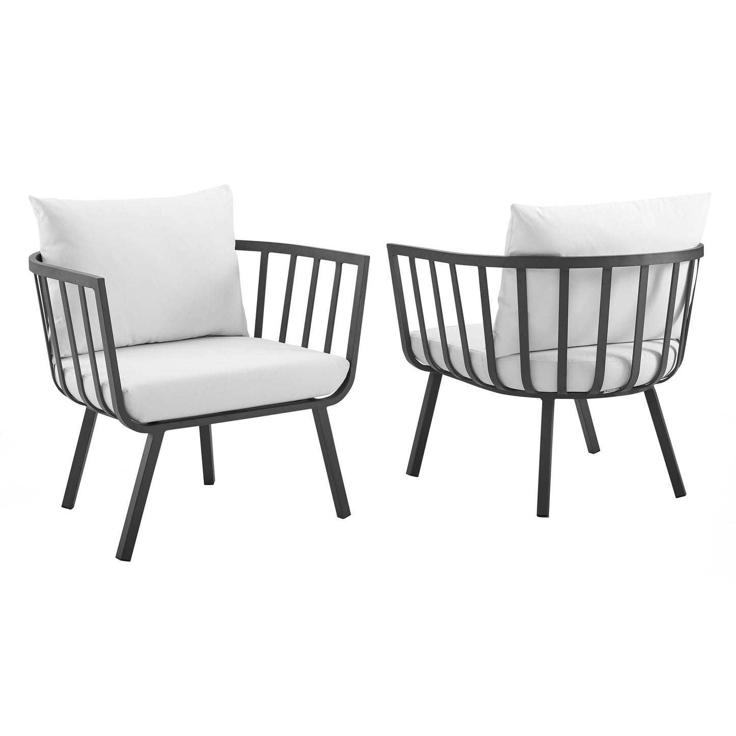 Modway - Riverside Outdoor Patio Aluminum Armchair Set of 2 by Modway  Outdoor Furniture Sofa Sectionals White - EEI-3960-SLA-WHI