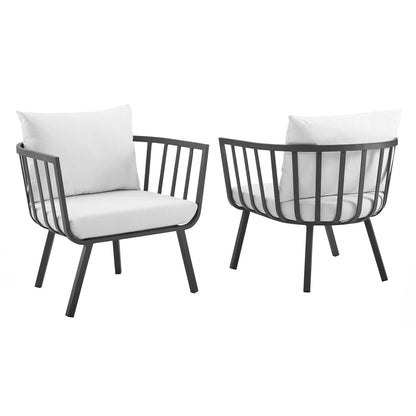 Modway - Riverside Outdoor Patio Aluminum Armchair Set of 2 by Modway  Outdoor Furniture Sofa Sectionals White - EEI-3960-SLA-WHI