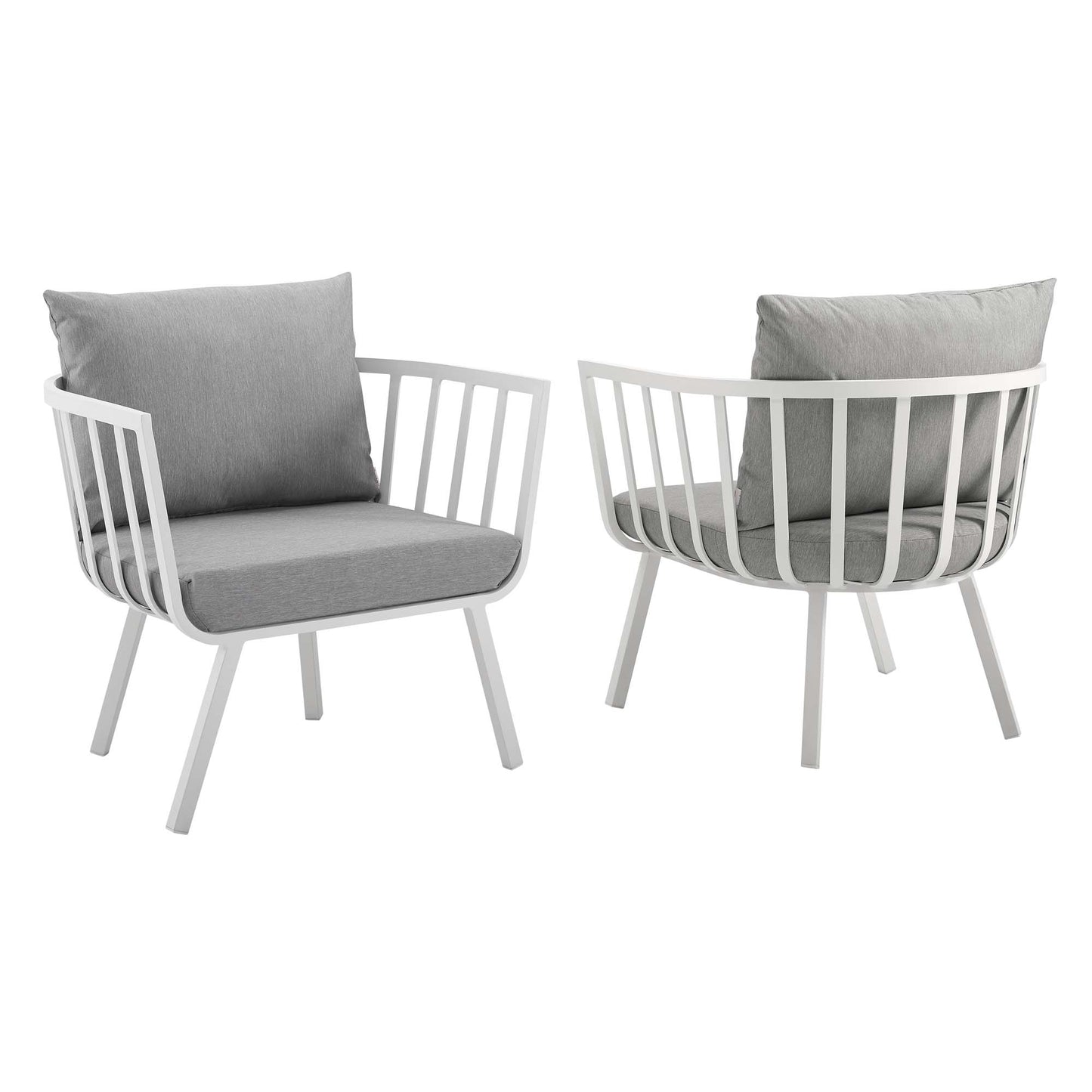 Modway Outlet Riverside Outdoor Patio Aluminum Armchair Set of 2 by Modway  Outdoor Furniture Furniture White Gray - EEI-3960-WHI-GRY