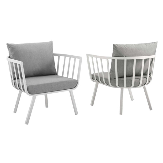 Modway Outlet Riverside Outdoor Patio Aluminum Armchair Set of 2 by Modway  Outdoor Furniture Furniture White Gray - EEI-3960-WHI-GRY