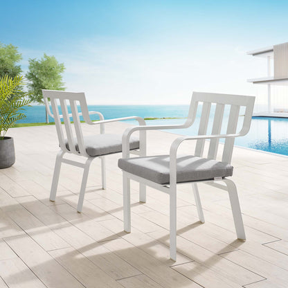 Modway Outlet Baxley Outdoor Patio Aluminum Armchair Set of 2 by Modway  Outdoor Furniture Furniture White Gray - EEI-3961-WHI-GRY