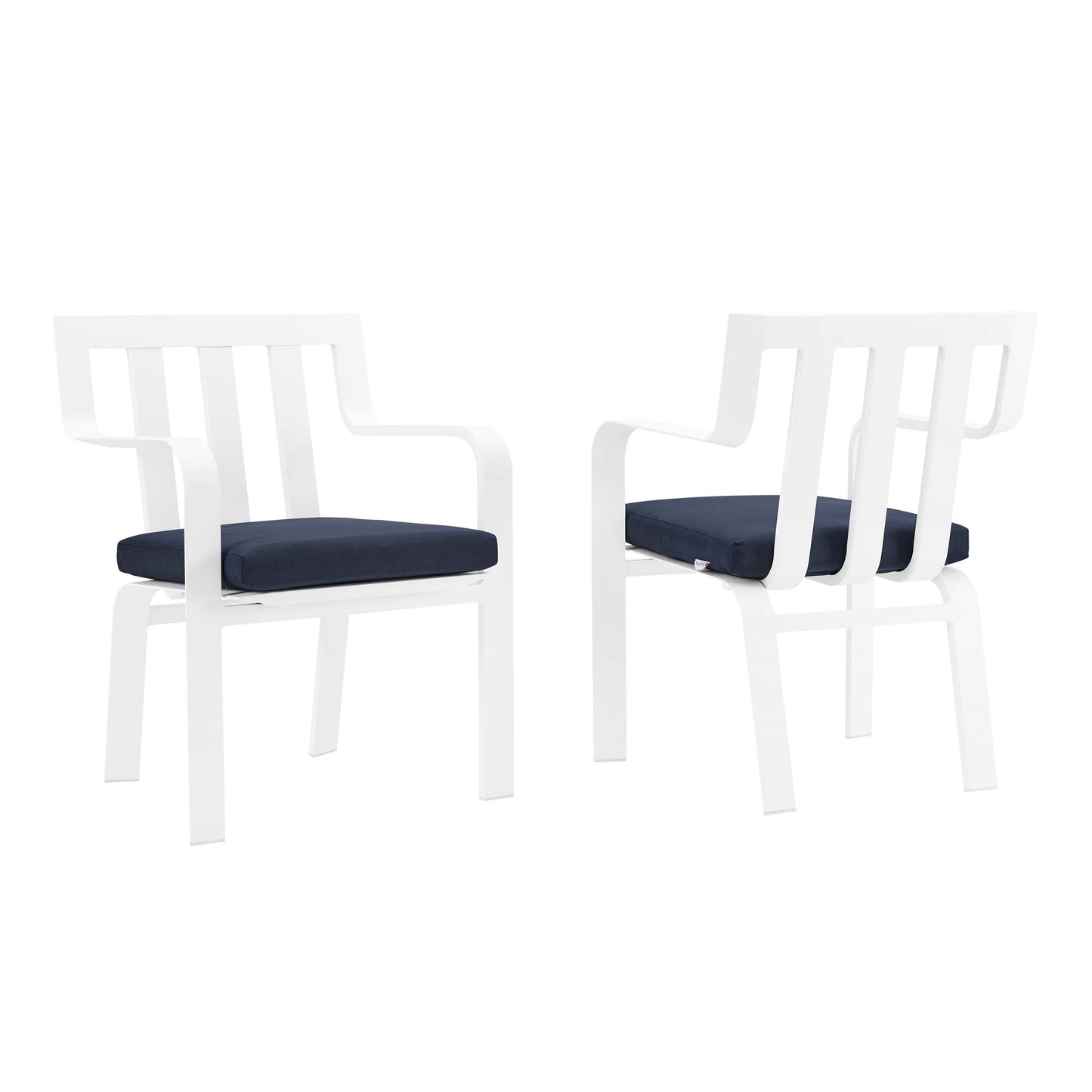 Modway Outlet Baxley Outdoor Patio Aluminum Armchair Set of 2 by Modway  Outdoor Furniture Furniture White Navy - EEI-3961-WHI-NAV
